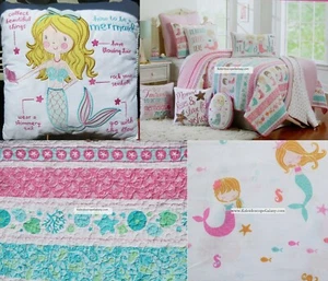 5pc MERMAID TWIN QUILT MERMAIDS BEDDING ~ SHEETS ~ ADORABLE Pink Blue Yellow - Picture 1 of 11