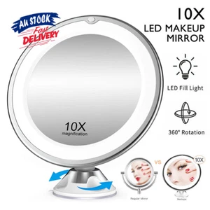 10x Magnifying Makeup Cosmetic Beauty Bathroom Mirror with LED Light 360° Spin - Picture 1 of 16