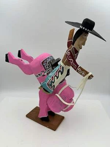 Delbert Buck Cowboy on Pink Pig #0023 - Picture 1 of 8