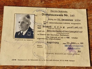 Deutsche Reichsbahn Dienstausweis Augsburg  1948 Reichsbahn Oberinspektor - Bild 1 von 8