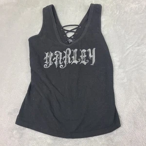 Harley Davidson Lace up Back Bling Tank Top Womens Size Large - Picture 1 of 9