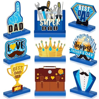 9 Piezas Decoración Mesa Día del Padre Mesa Madera Centro de Mesa con Base Bl... Foto 1 de 4