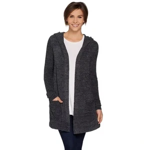 Nuevo con etiquetas Barefoot Dreams CozyChic Lite Resort Cardi - Negro L/XL - Imagen 1 de 10