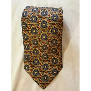 Valentino Krawatte Krawatte Seide Dreieck Muster Gold Blau Geometrisch Herren Krawatte - Bild 1 von 5