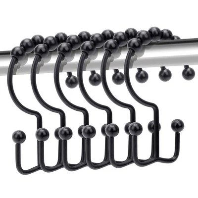 12 Pack Double Sided Shower Curtain Hooks Rustproof Stainless Steel Shower Hooks - Image 1 of 4