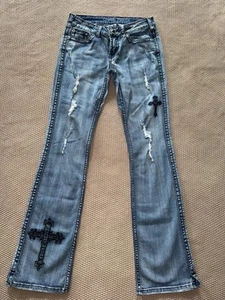 Cowgirl Tuff Damen Blue Denim Straight Leg Distressed Western Gr. 27 - Bild 1 von 11