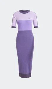 WOMEN'S ADIDAS ORIGINALS X KSENIASCHNAIDER KNITTED MIDI DRESS PURPLE RRP £130 - Picture 1 of 14