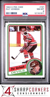 1984 O-PEE-CHEE #121 PAT VERBEEK RC DEVILS PSA 8 - Image 1 of 3