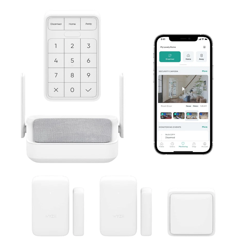 Home Security Core Kit: Hub, Keypad, Motion Sensor, Entry Sensors (x2); Compa... - Image 1 of 4