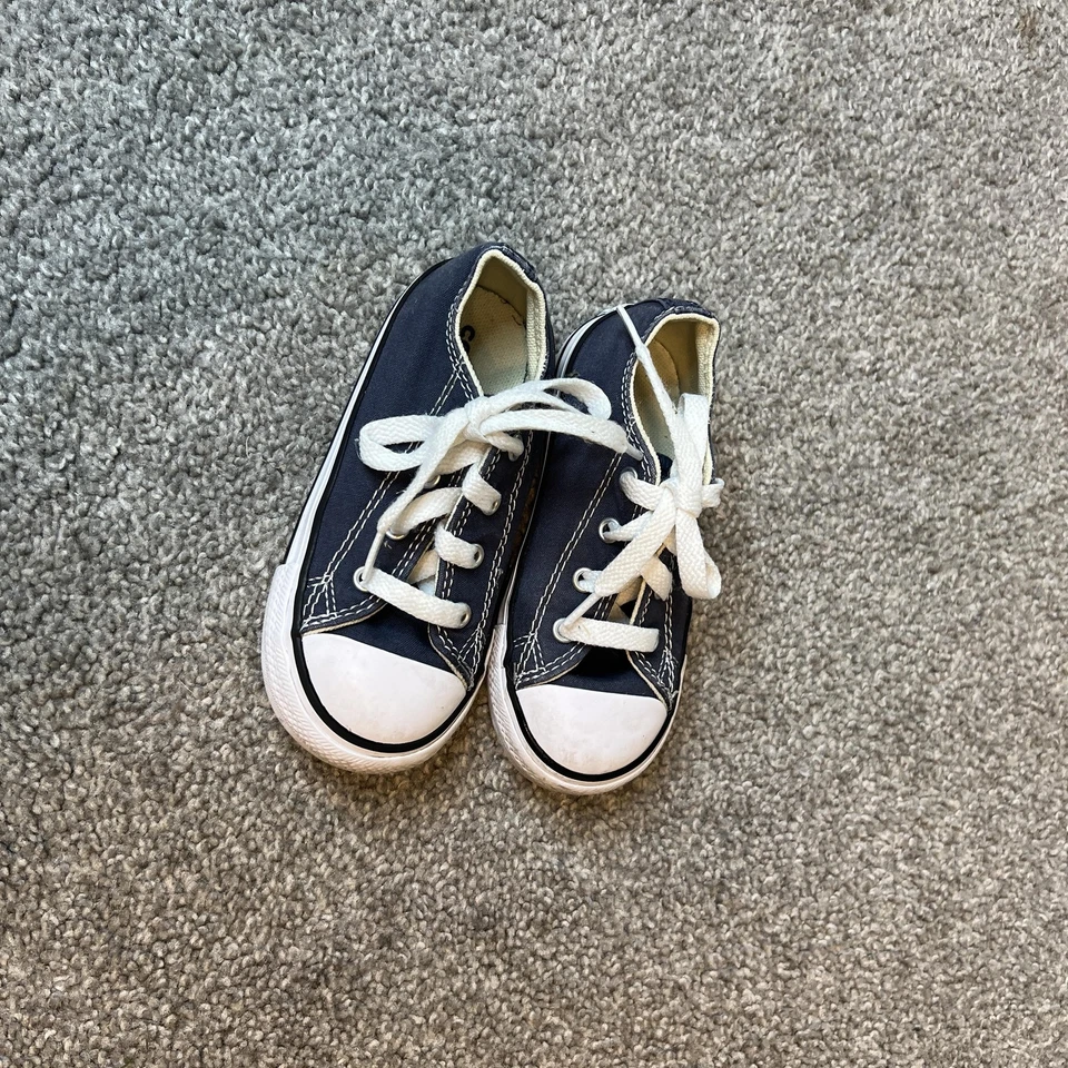 Converse All Star Shoes Infant Size 8 Navy Blue Low Top Canvas Sneakers Kids - Image 1 of 4