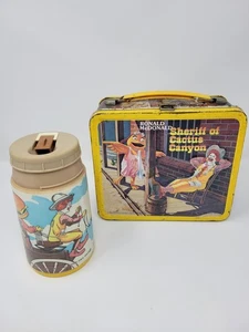 Aladdin 1982 Ronald McDonald's Sheriff Of Cactus Canyon Metal Lunchbox W Thermas - Picture 1 of 16