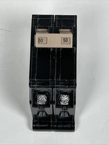Circuit Breaker 50 Amp 2 Pole Electrical Unbranded Black Plastic/Metal Open Box - Picture 1 of 8