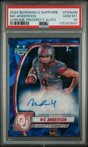 2024 Bowman Chrome U Nic Anderson Sapphire Auto 1st PSA 10 POP 1 - Picture 1 of 2