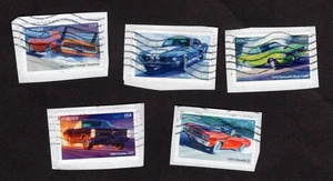 #4743-7 Muscle Cars of the 60's & 70's Stamps, Used Set of 5, Forever, On Paper - Picture 1 of 1