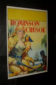 POSTER LITHO PIETRA originale anni 30 ROBINSON CRUSOE inglese doppia corona gioco palco - Foto 1 di 2