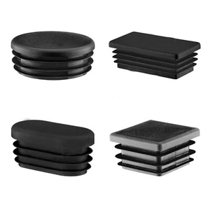 Round,Rectangle,Square Plastic Blanking End Cap Pipe Tube Insert Plug Bung Black - Picture 1 of 6