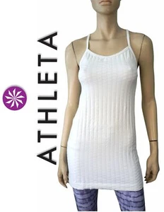 ATHLETA sz L Long Length Sweat Life Textured White Racerback Tank Top BRAND NEW - Picture 1 of 4