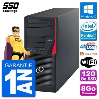 PC tour Fujitsu Celsius W530 MT Pentium G3220 RAM 8Go SSD 120Go Windows 10 Wifi - Immagine 1 di 4