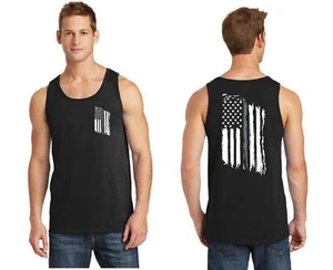 Thin Silver Line Tattered American Flag Corrections Officer Tank Top - Imagen 1 de 1