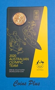 2020 RAM 50 Cent Australian Olympic Team Coin on Card - Gold plated - Unc - Picture 1 of 4