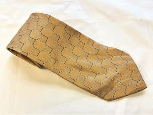 Nautica Designer Neck Tie 100% Imported Silk 59-1/2" Gold/Blue Geometric #1037 - Picture 1 of 4