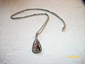 Natural Rhyolite 925 Solid Genuine Sterling Silver Pendant Jewelry 20 inch chain - Picture 1 of 4