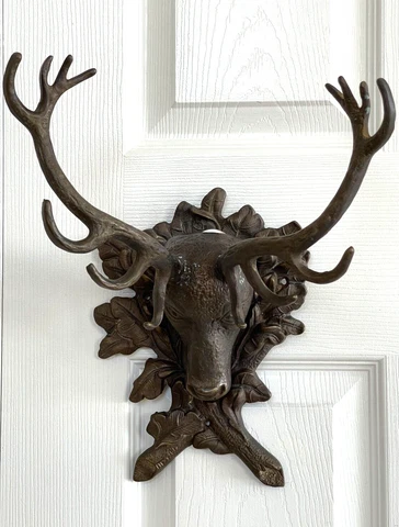 Vintage Deer 16" Tall Metal Door Knocker Cover