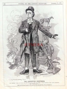 'THE CONVERTED SPORTSMAN', Antique 1897 Linley Sambourne PUNCH Cartoon : 659-39 - Imagen 1 de 1