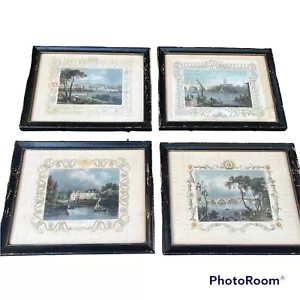 Antique Framed Tombleson & Co. Hand Colored Engraving Prints Set of 4 - Picture 1 of 10