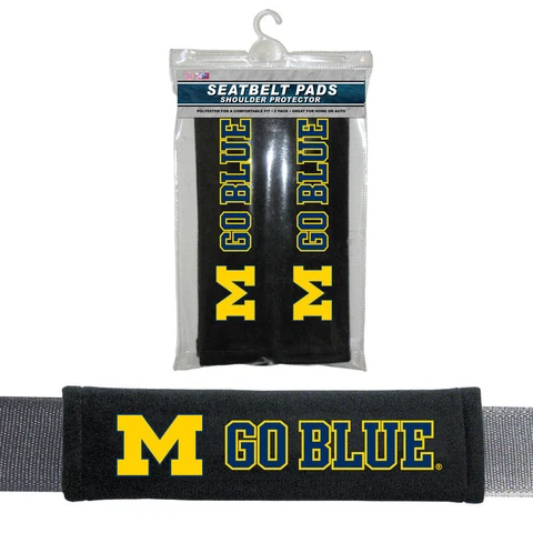 2PC NCAA Michigan Wolverines Car Truck Bag Seat Belt Pads Shoulder Pads Covers Cover