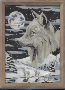Designs for the Needle FLOSS NEEDLEPOINT KIT-WOLVES AND MOON,Sealed,5816, Rare! - Picture 1 of 3