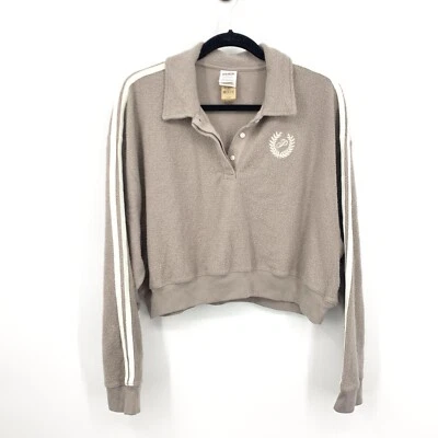 ROSA Victoria's Secret Mujer Talla XL Camisa Polo Recortado Pullover Marrón Polar Foto 1 de 4