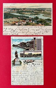2 x Litho AK METZ in Lothringen 1899/1904 Stadt Panorama, Felsenstrasse ( 146897 - Bild 1 von 2