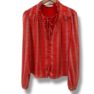 The East Order Blouse Sz Medium Front Ties Orange - Picture 1 of 8