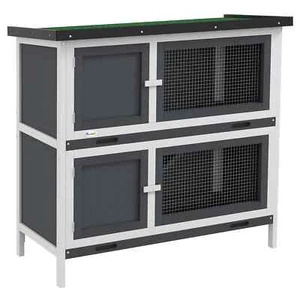 Double Decker Rabbit Hutch 2 Tier Guinea Pig House Pet Cage Outdoor - Picture 1 of 11
