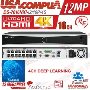 Aprendizaje profundo Hikvision 4K AcuSense 16 canales 16POE NVR DS-7616NXI-I2/16P 4 CANALES - Imagen 1 de 7