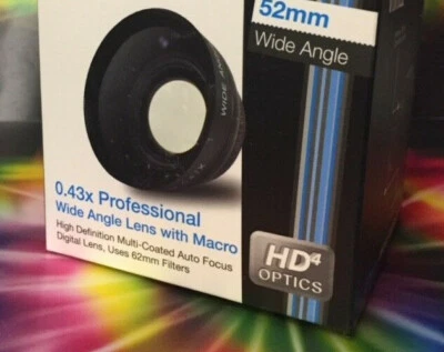 0.43x WIDE ANGLE LENS 52mm to DMC- FZ40 FZ45 FZ47 FZ48 FZ100 FZ150 FZ200 FZ300 - Image 1 of 4