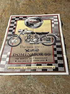 Póster de colección Norton Dominator 99 1958 600 en Domi Racer Order Form-Motocicleta Arte - Imagen 1 de 21