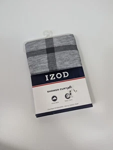NEU Izod grau kariert 72 x 72 Duschvorhang Preppy traditionell Cottagecore - Bild 1 von 5