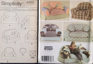 Mini mueble sin cortar Simplicity 4382 patrón de costura silla tamaño infantil sofá sofá sofá sofá sofá sofá - Imagen 1 de 6