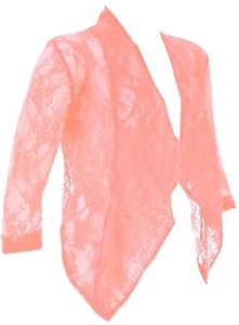 Cárdigan chaqueta ligera manga 3/4 bolero de encaje coral elegante talla 18 para mujer - Imagen 1 de 2