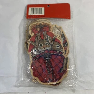 Vintage 4 Stück Stanzkarton Weihnachtsschmuck Hirsch Hasen Neu aus altem Lagerbestand - Bild 1 von 9