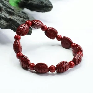 Cinnabar Turtle Shell Bracelet Jewelry Stone Natural Energy Talismans Carved - Bild 1 von 7
