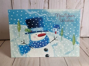 Happy New Year Card Snowman + Scarf Hope Every Day Brings You A Smile New Wishes - Picture 1 of 6
