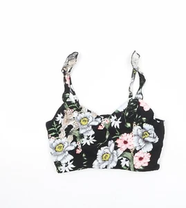 H&M Cropped-Tanktop Damen schwarz Viskosemischung Größe S - Bralette - Bild 1 von 10