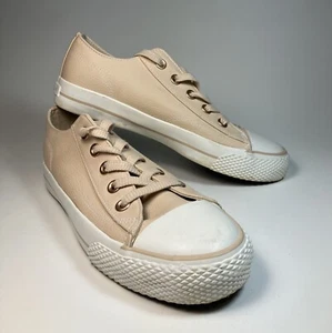 AIRWALK Legacee Womens Size 8 Vegan Leather Creme Fashion Sneakers Lace Up Shoes - Picture 1 of 12