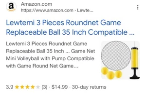 Lewtemi 3 Pieces Roundnet Game Replaceable Ball 35 Inch Compatible with Game Net - Picture 1 of 2