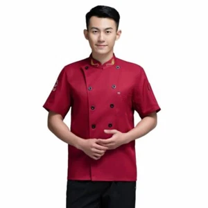 Unisex Chef Jacket Men's Chef Coat Restaurant Kitchen Chef Workwear Uniform - Picture 1 of 16