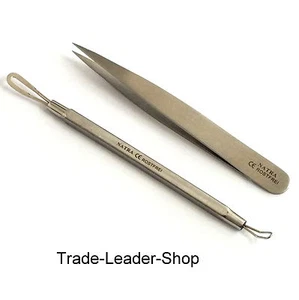 Set of 2 Comedone Crusher Tweezers Blackhead Remover Hair Pluck Tweezers NATRA