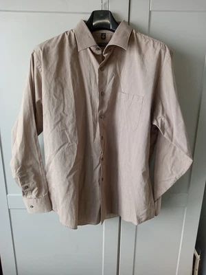 Camisa masculina manga longa Geoffrey Beene ajustada bege tamanho 2XL (34/35) - Imagem 1 de 4